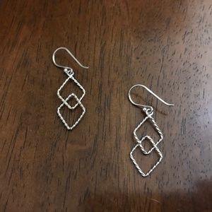 Silver dangle wire earrings pierced